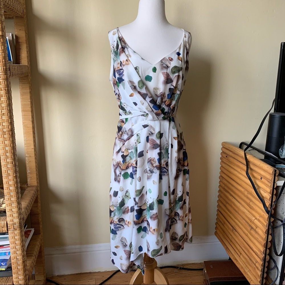 Anthropologie gem stone print draped meadow summer dress